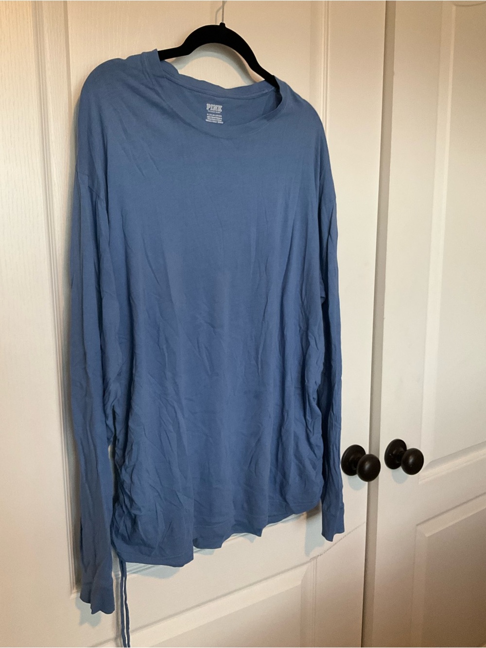 PINK Victoria's Secret Dusty Blue Long-Sleeve Crewneck Tee